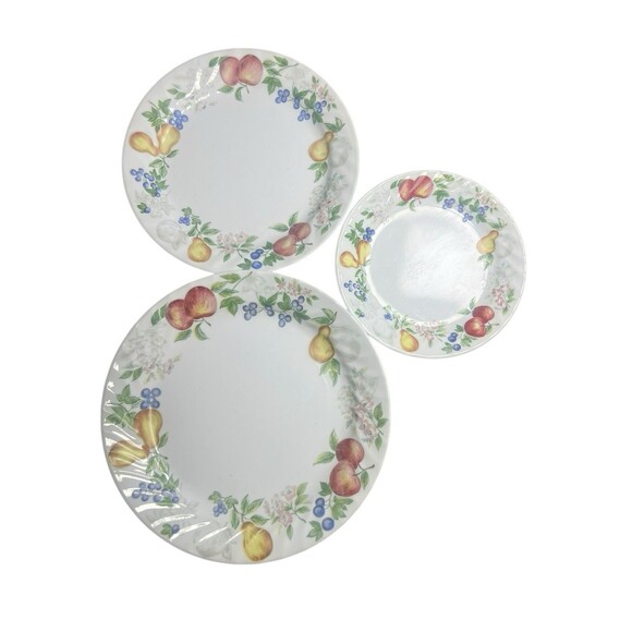 3 Piece Corning Corelle Chutney Fruit Swirl‎ Rim 1 Dinner, 1 Salad, 1 Saucer Set - Picture 11 of 14